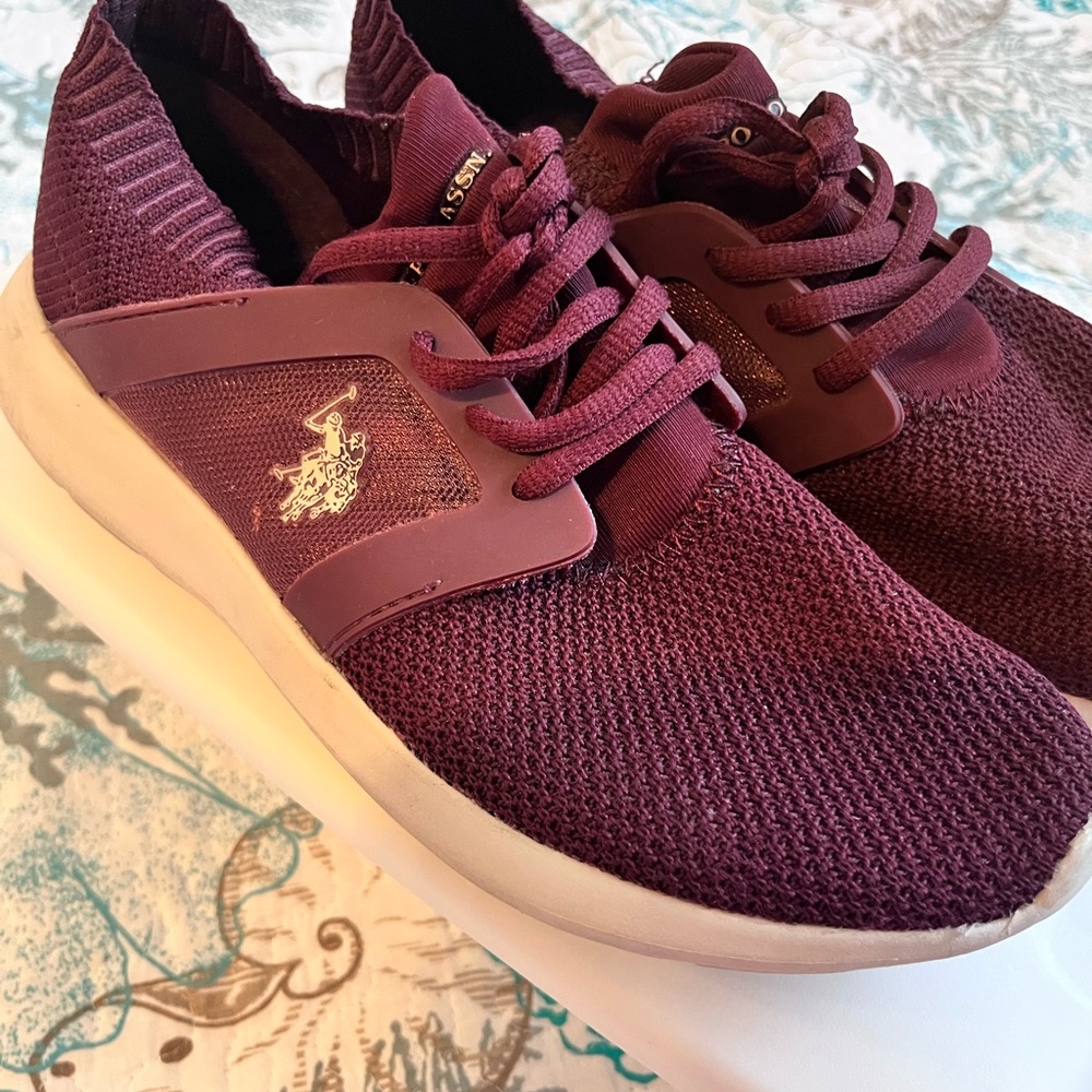 U.S. Polo Assn. Maroon Sneakers Knit Mesh Casual - Picture 2 of 6